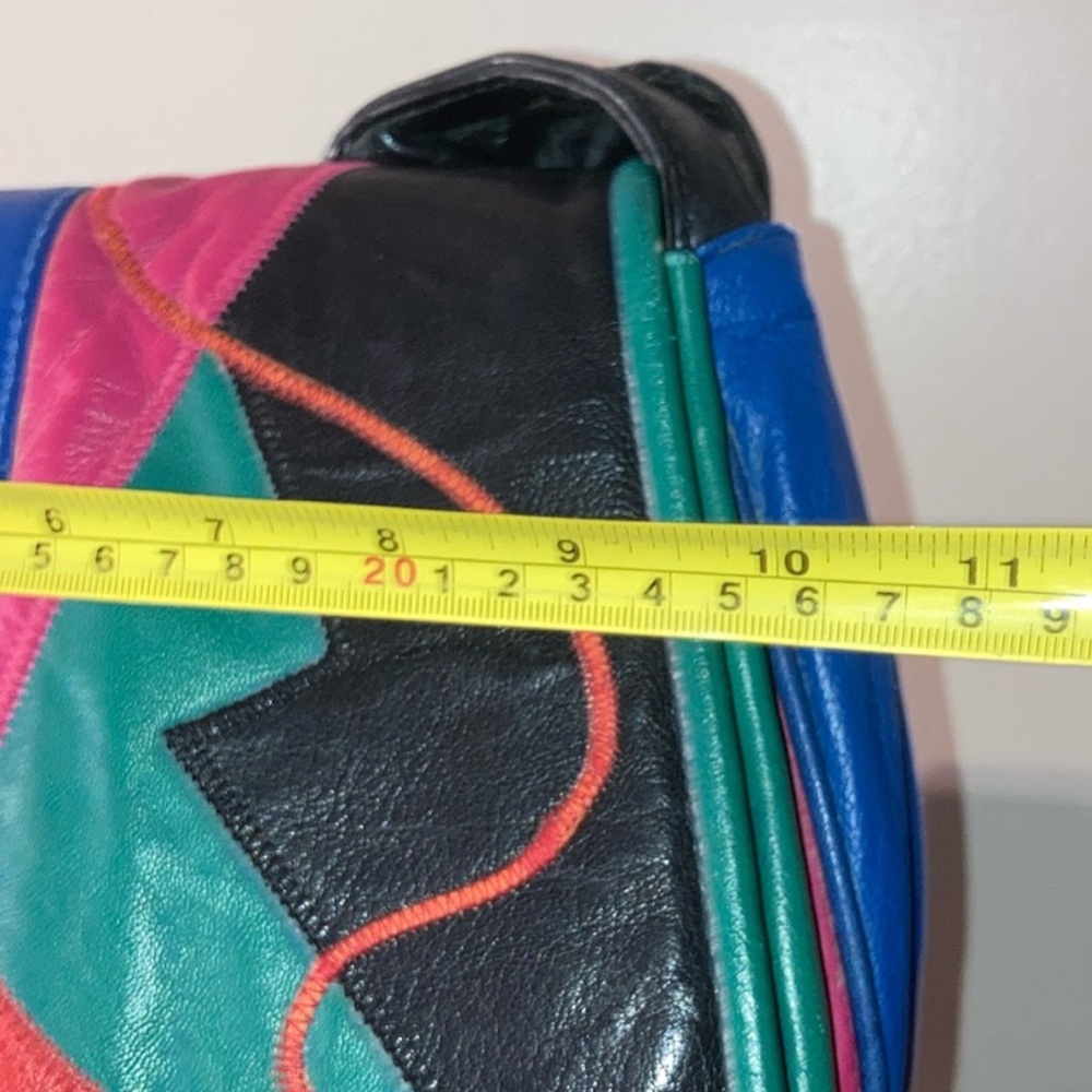 Vintage Color-block 80’s 90’s Leather  Bag - Picture 9 of 13